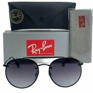 RayBan Blaze Round Double Bridge RB3614N Sunglasses 148-11 Black Frame Gray Lens